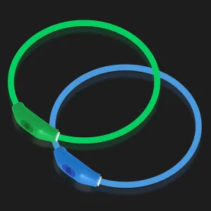 2-Pack LED Dog Collar, Light Up Dog Collars,Rechargeable Dog Lights for Night WalkingUniversal, Reusable Safety Necklace for Small Medium Large Dogs Green&Blue