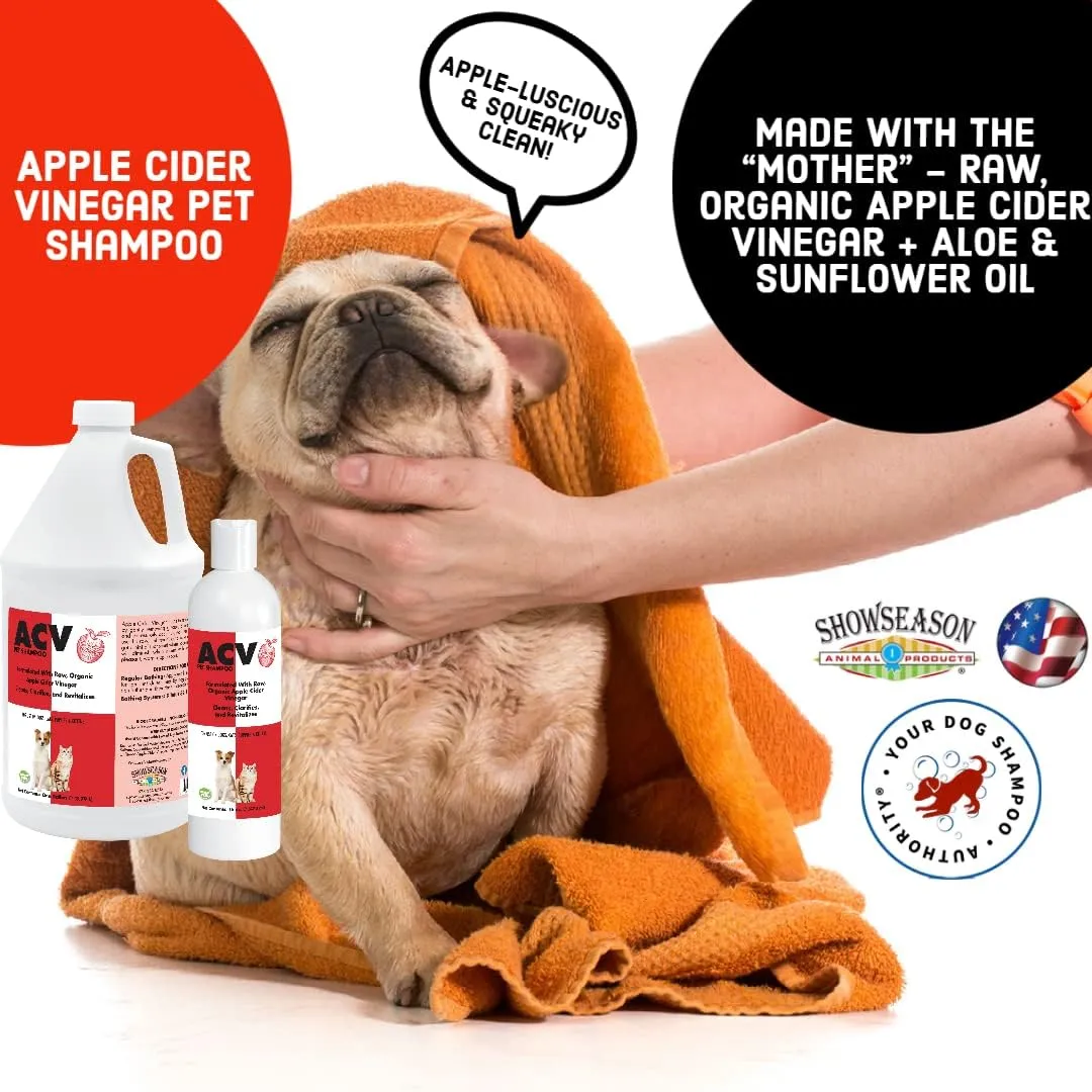 Apple Cider Vinegar Pet Shampoo 16 oz. for Dogs & Cats | Paraben-Free | Biodegradable and Non-Toxic | Made in The USA