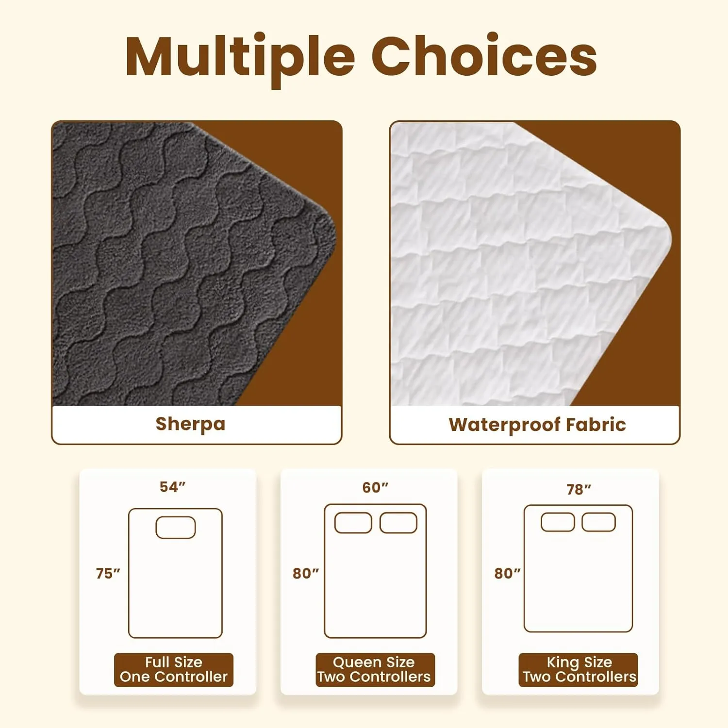 Bearhug Electric Heated Mattress Pads King Size Dual Controllers 7880 Sherpa Bed Warmer 21 Deep Pocket 10 Heat Settings 12-Hour Timer Machine Washable Gray