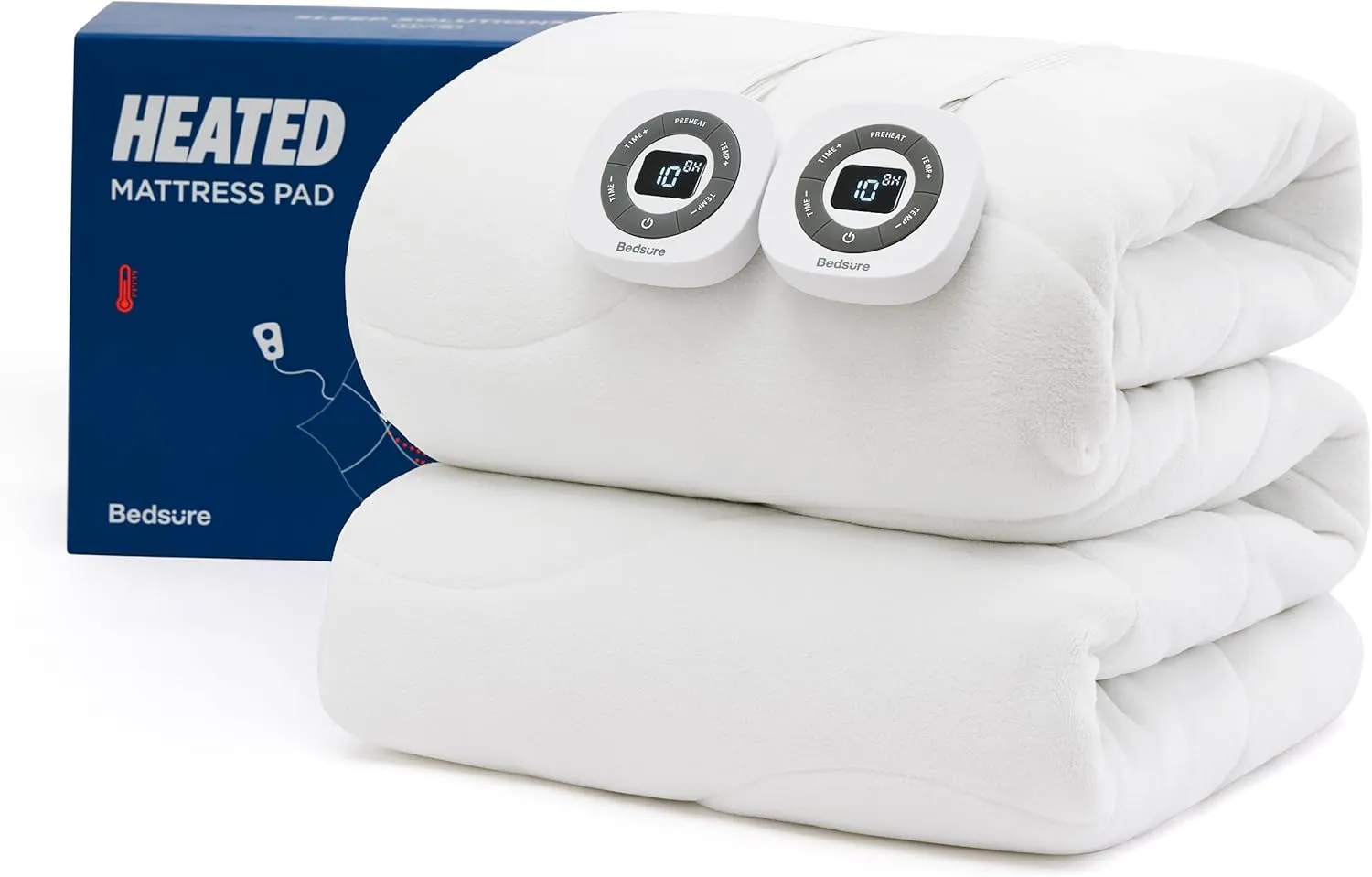 Bedsure Heated Mattress Pad Queen - Bed Warmer with Memory & Preheat Function, 12-Hour Auto Off & 10 Heat Settings, Dual Controllers, Fast Heating, Coral Fleece Electric Mattress Pad Queen, 60"x80"