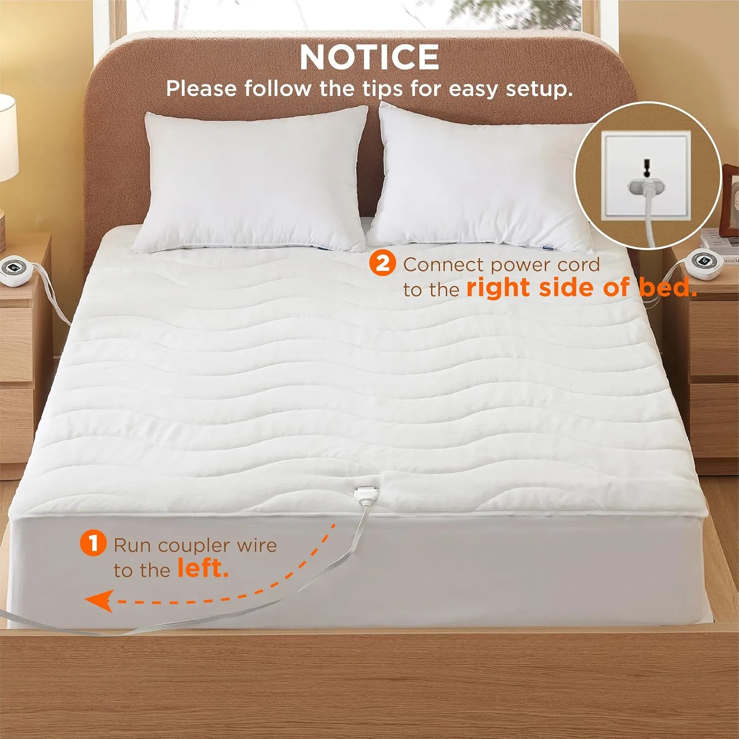 Bedsure Heated Mattress Pad Queen - Bed Warmer with Memory & Preheat Function, 12-Hour Auto Off & 10 Heat Settings, Dual Controllers, Fast Heating, Coral Fleece Electric Mattress Pad Queen, 60"x80"