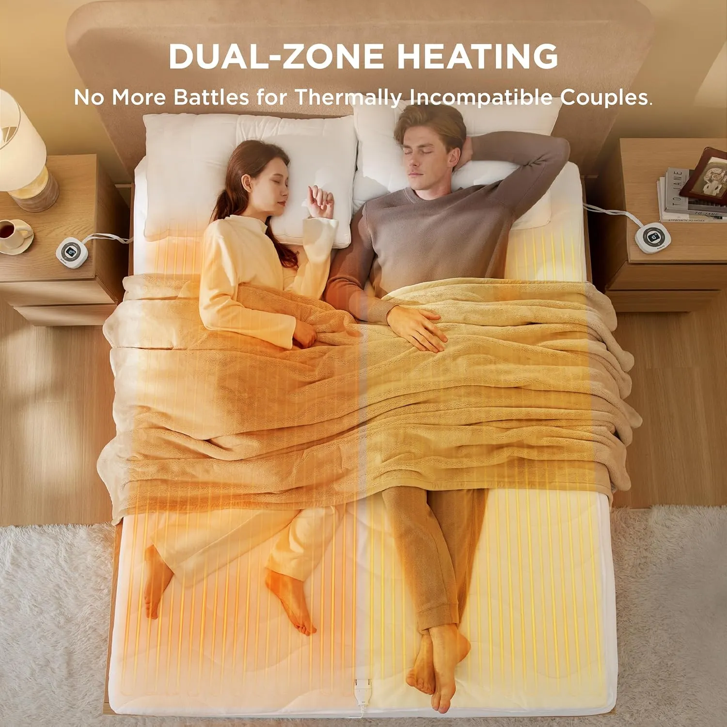 Bedsure Heated Mattress Pad Queen - Bed Warmer with Memory & Preheat Function, 12-Hour Auto Off & 10 Heat Settings, Dual Controllers, Fast Heating, Coral Fleece Electric Mattress Pad Queen, 60"x80"