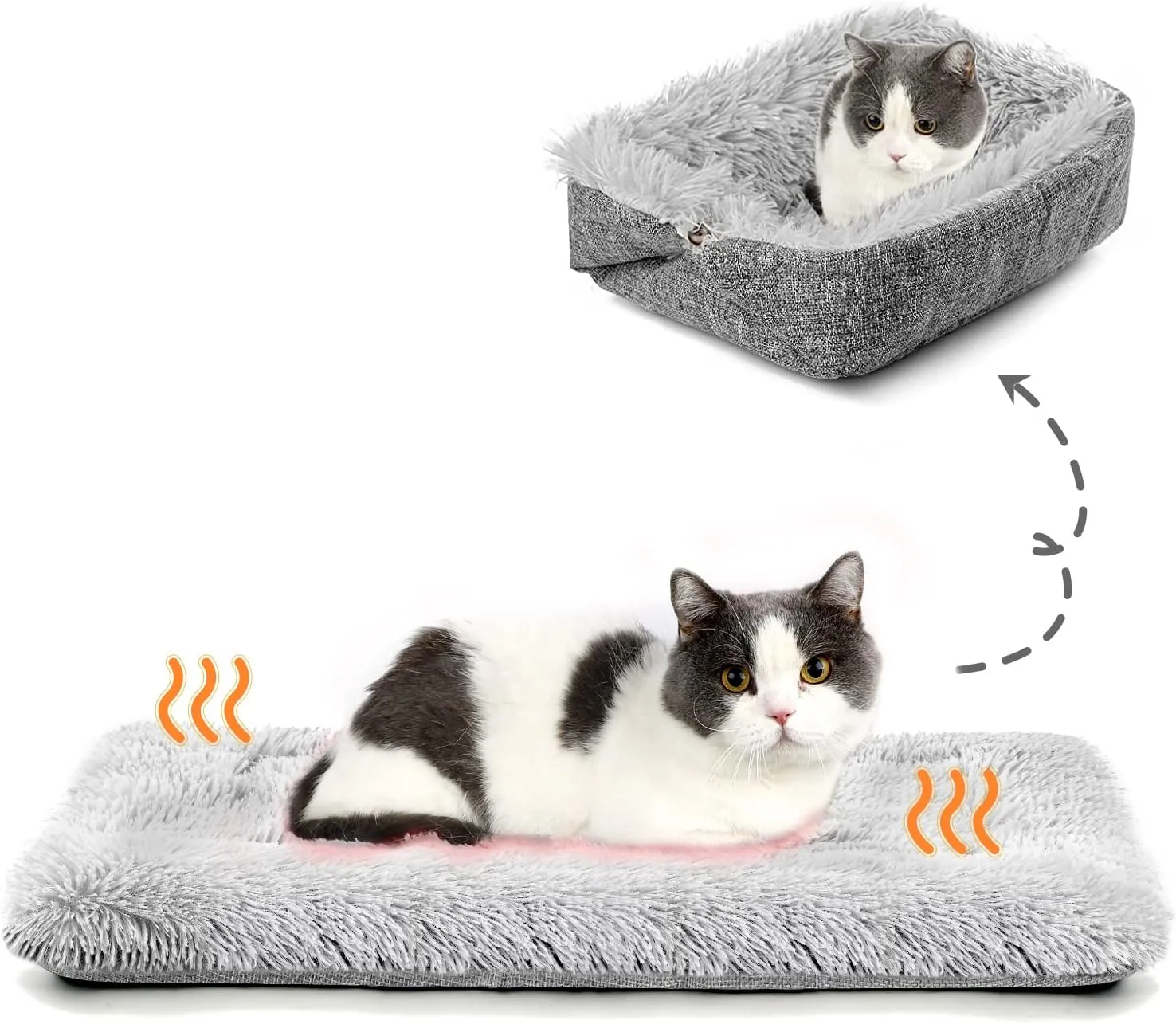 Cat Bed Small Dog Bed, Self Warming Cat Beds Self Heating Cat Dog Mat, Extra Warm Thermal Pet Pad for Indoor Outdoor Pets, Calming Dog Crate Bed Pet Cushion, 23.6x19.7inch