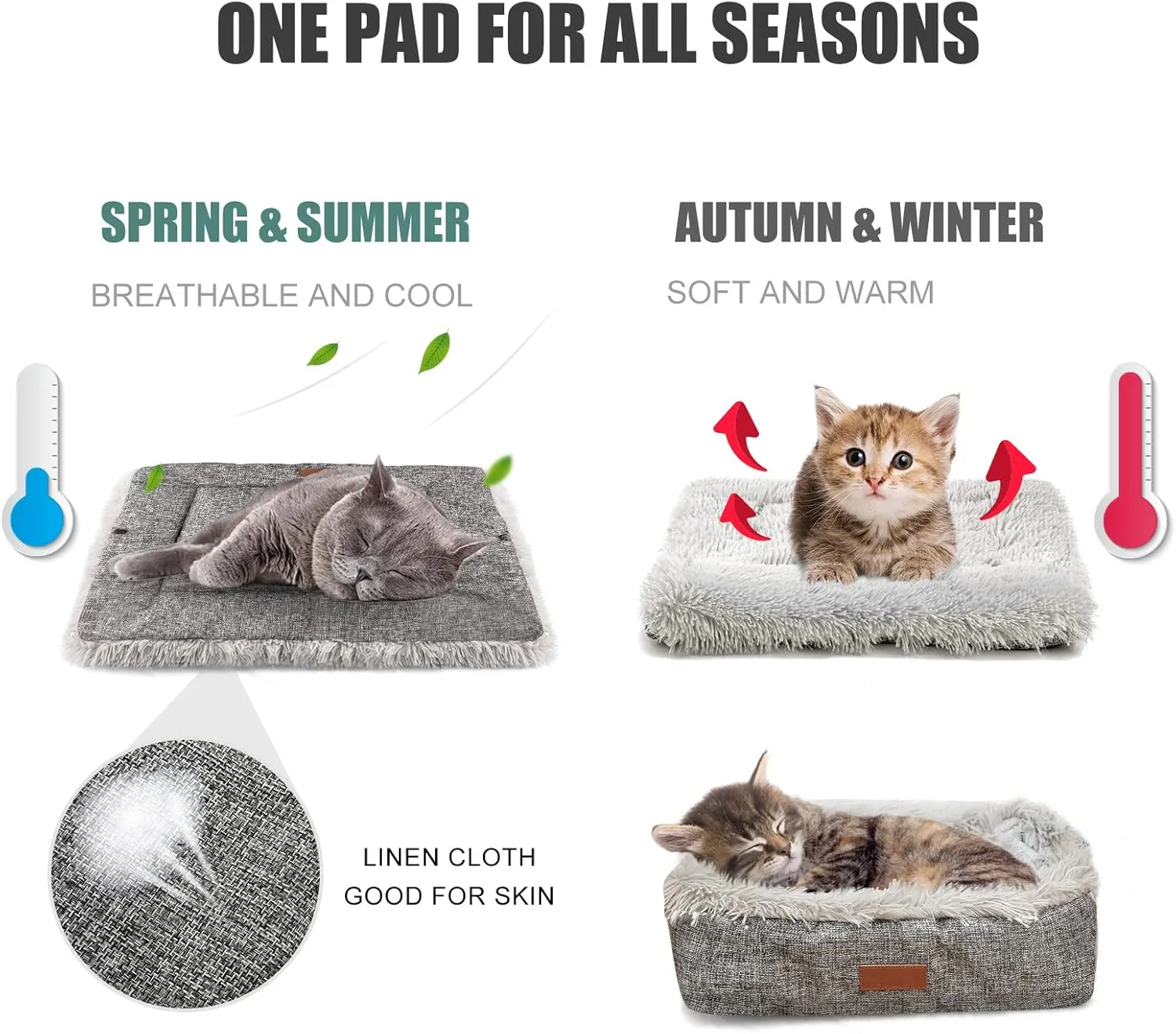 Cat Bed Small Dog Bed, Self Warming Cat Beds Self Heating Cat Dog Mat, Extra Warm Thermal Pet Pad for Indoor Outdoor Pets, Calming Dog Crate Bed Pet Cushion, 23.6x19.7inch