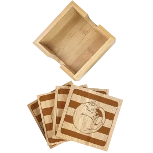 Custom Pet Bamboo Coasters with Holder