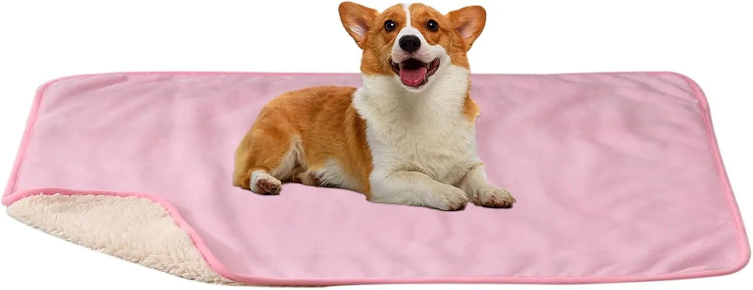 DaysU Waterproof Dog Blanket for Small Dogs - Soft Sherpa Fleece Reversible Pet Blanket, Cat Blanket Washable for Couch Protection, Warm Plush Puppy Blankets, 26.5"x35" Pink