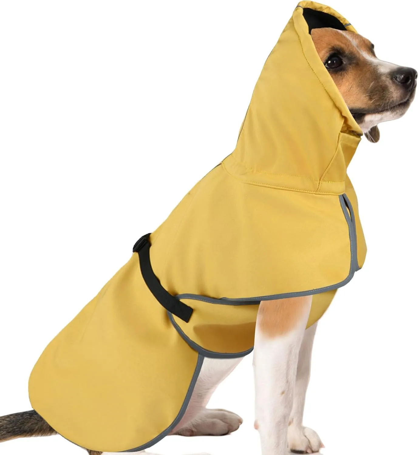 DELIFUR Medium Dog Raincoat Waterproof - Adjustable Dog Poncho Raincoat Lightweight Rain Jacket with Soft Lining for Small Medium Dog Yellow (Small)