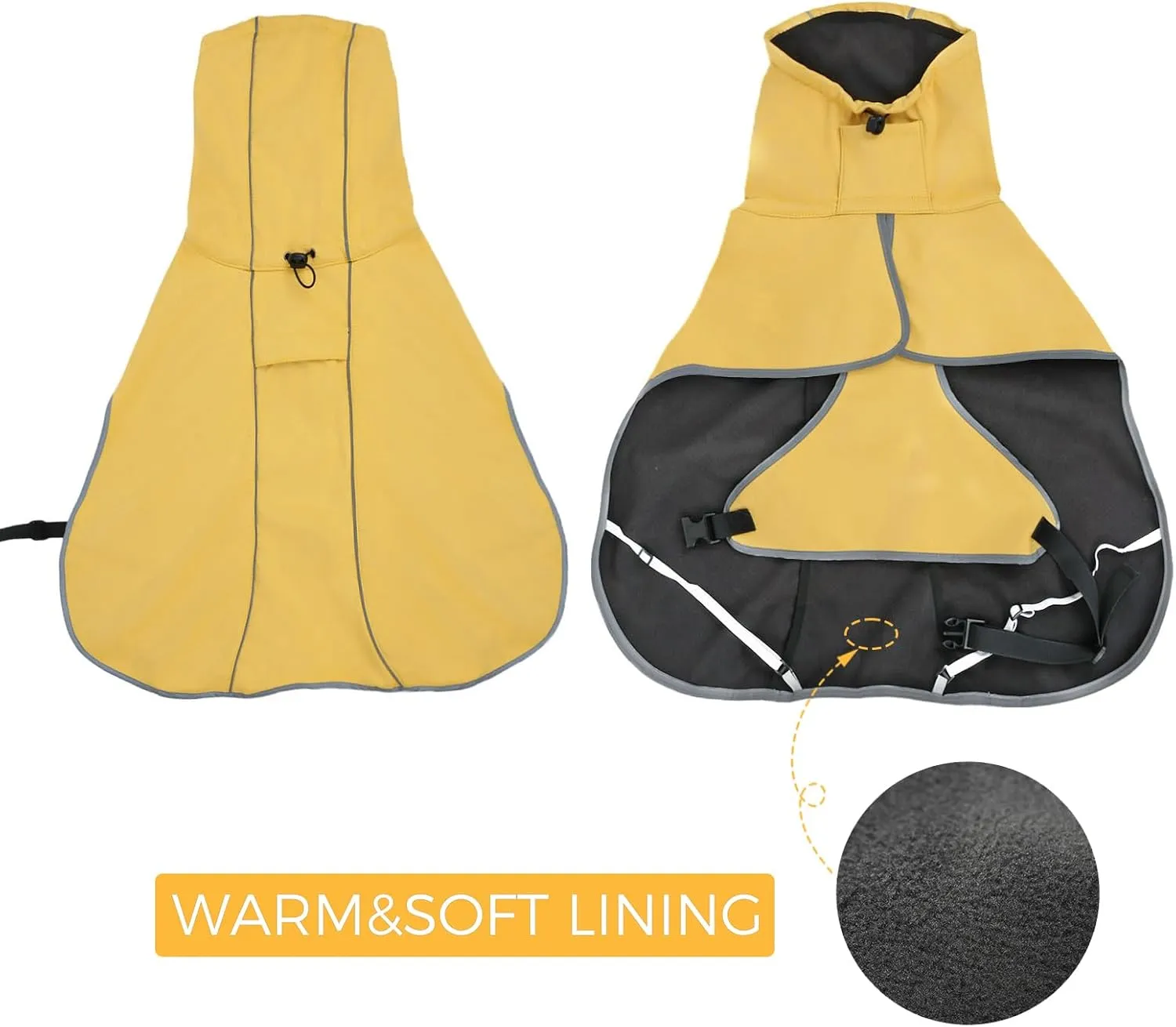 DELIFUR Medium Dog Raincoat Waterproof - Adjustable Dog Poncho Raincoat Lightweight Rain Jacket with Soft Lining for Small Medium Dog Yellow (Small)