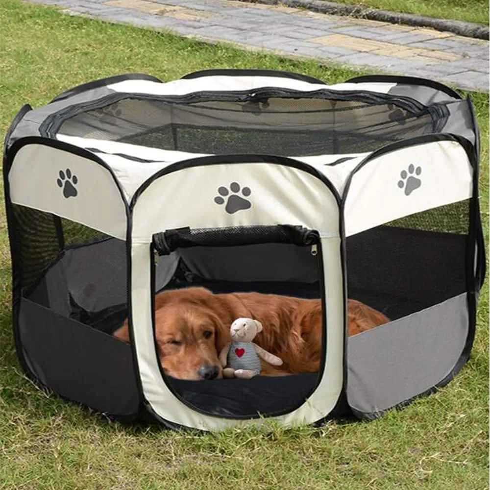 Mile High Life | Foldable Dog Playpen | Portable Dog Crate w Removable Shade Cover | Dog Kennel Indoor/Outdoor w Carry Case | Pen Tent for Dog/Cat/Rabbit(Gray, Medium (36"x36"x23"))
