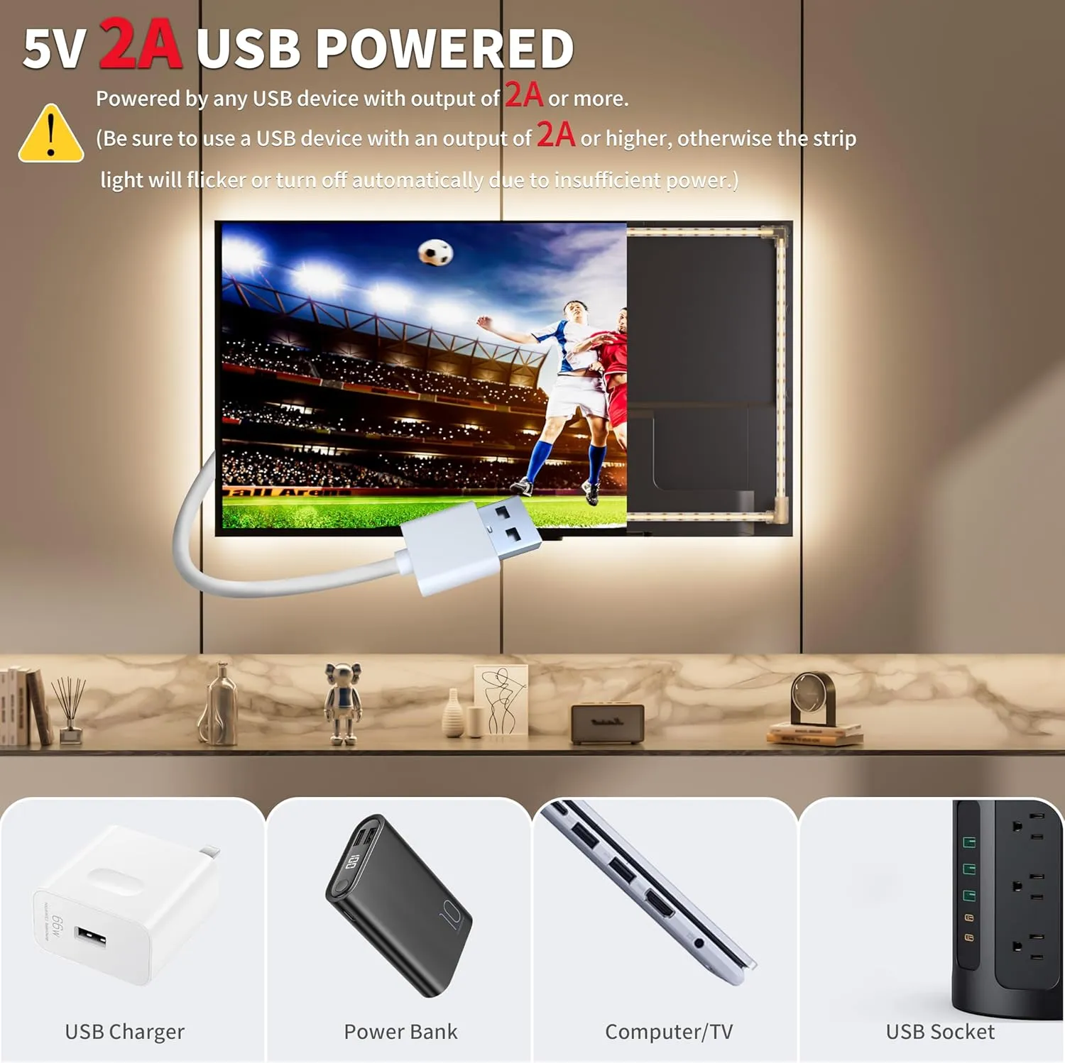 PAUTIX COB LED Strip Light 6.56ft/2m, 640LEDs 1200lm Dimmable 5V USB LED Strip White 4000K CRI90  TV Backlight,USB Powered Flexible Under Cabinet LED Tape Light for Bedroom,Kitchen,Home DIY Lighting
