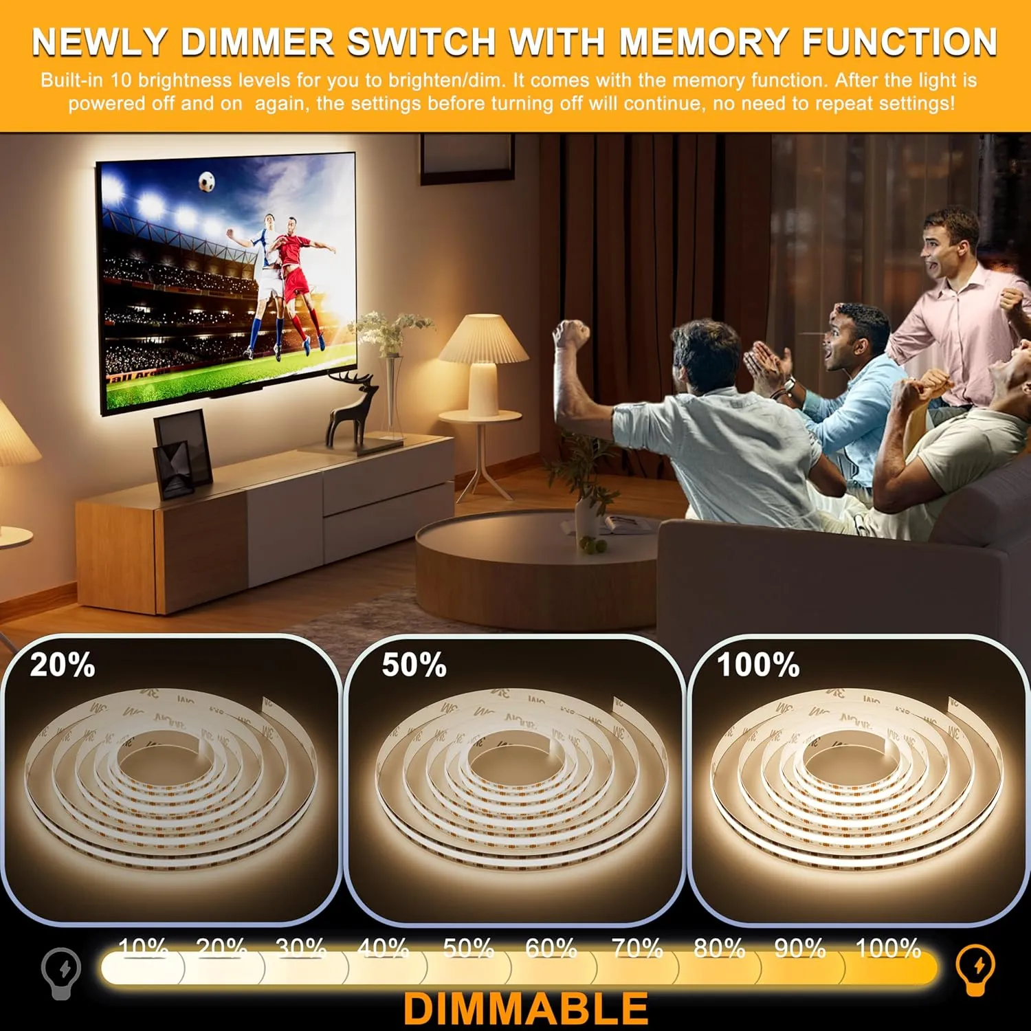 PAUTIX COB LED Strip Light 6.56ft/2m, 640LEDs 1200lm Dimmable 5V USB LED Strip White 4000K CRI90  TV Backlight,USB Powered Flexible Under Cabinet LED Tape Light for Bedroom,Kitchen,Home DIY Lighting