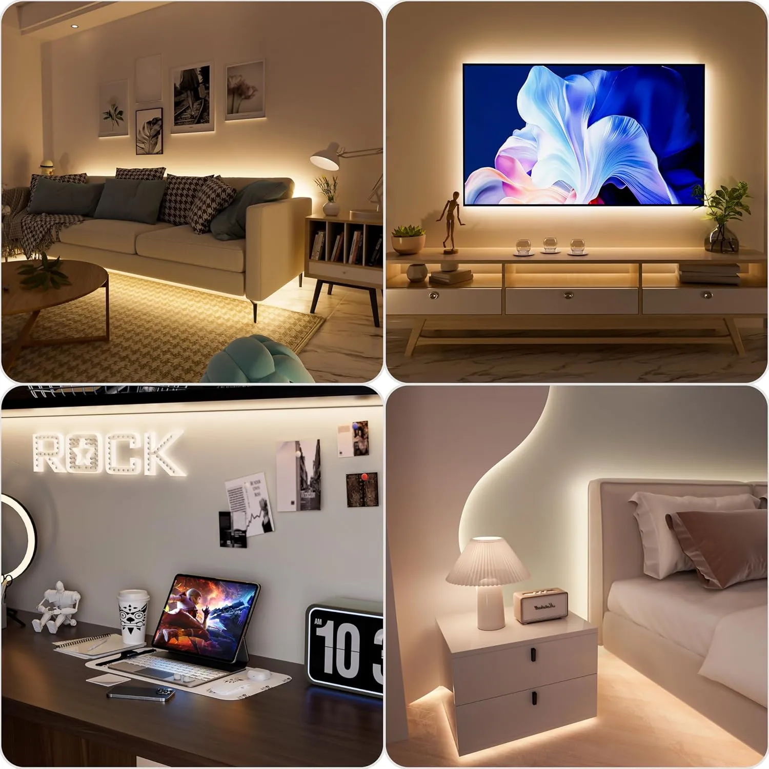 PAUTIX COB LED Strip Light 6.56ft/2m, 640LEDs 1200lm Dimmable 5V USB LED Strip White 4000K CRI90  TV Backlight,USB Powered Flexible Under Cabinet LED Tape Light for Bedroom,Kitchen,Home DIY Lighting