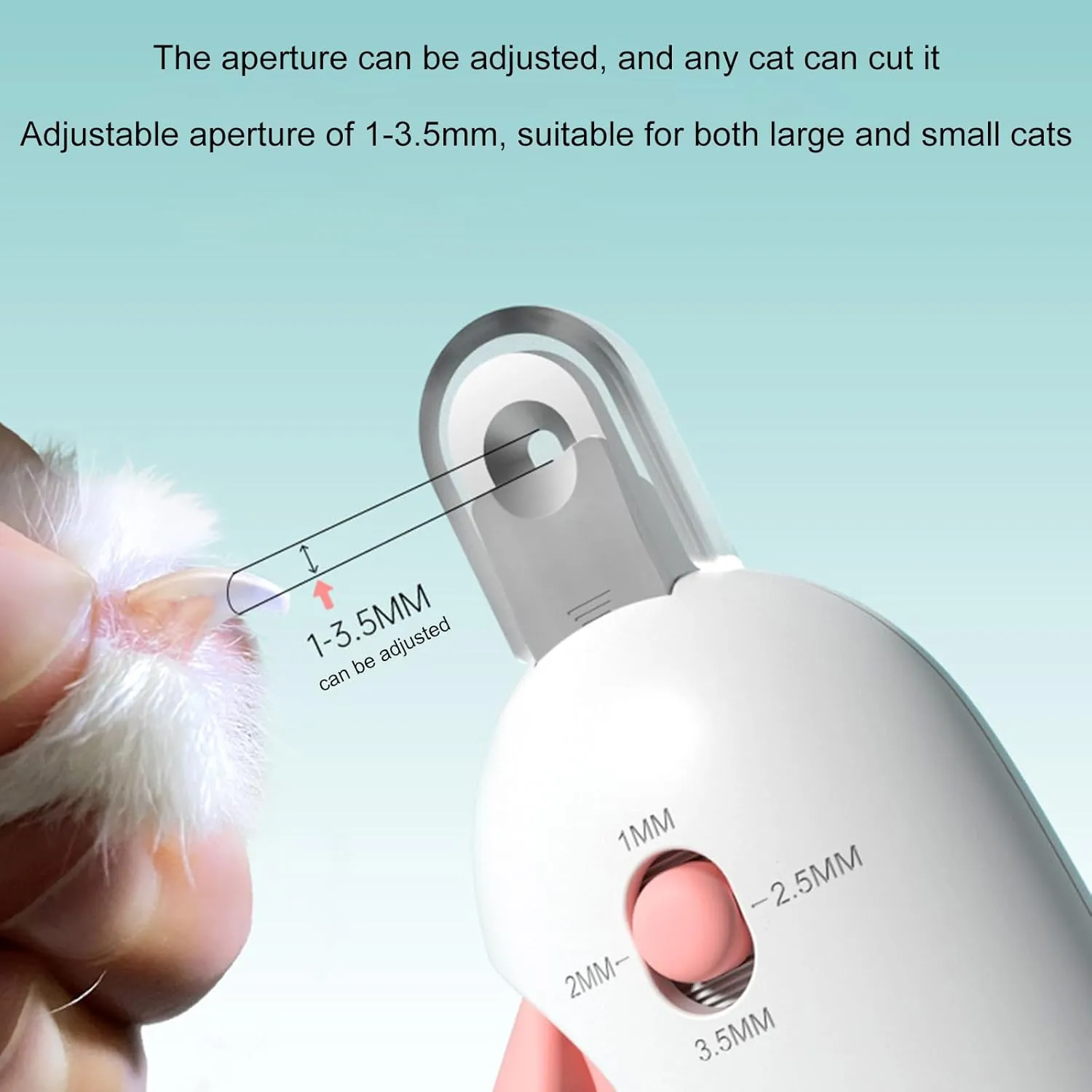 Pet Nail Clipper, Adjustable Cat Claw Clipper Dog Nail Trimmer Scissors Cutter Grooming Tool (Pink, 2.3cmx3.6cmx11.8cm)