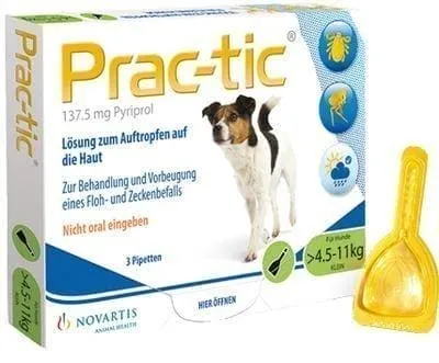 PRAC flea and tic control for small dogs 4.5-11 kg