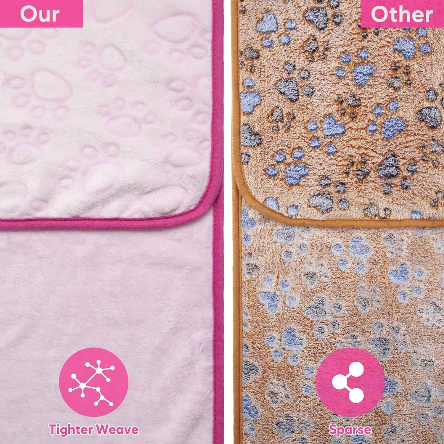 Stuffed 3pcs Premium Soft Dog Blankets for Small Dogs, Cat Blanket Calming Washable for Bed Couch Crate Protection Cover, Dog Puppy Kitten Essentials Christmas Dog Gifts, 24 * 16 inches, Pink