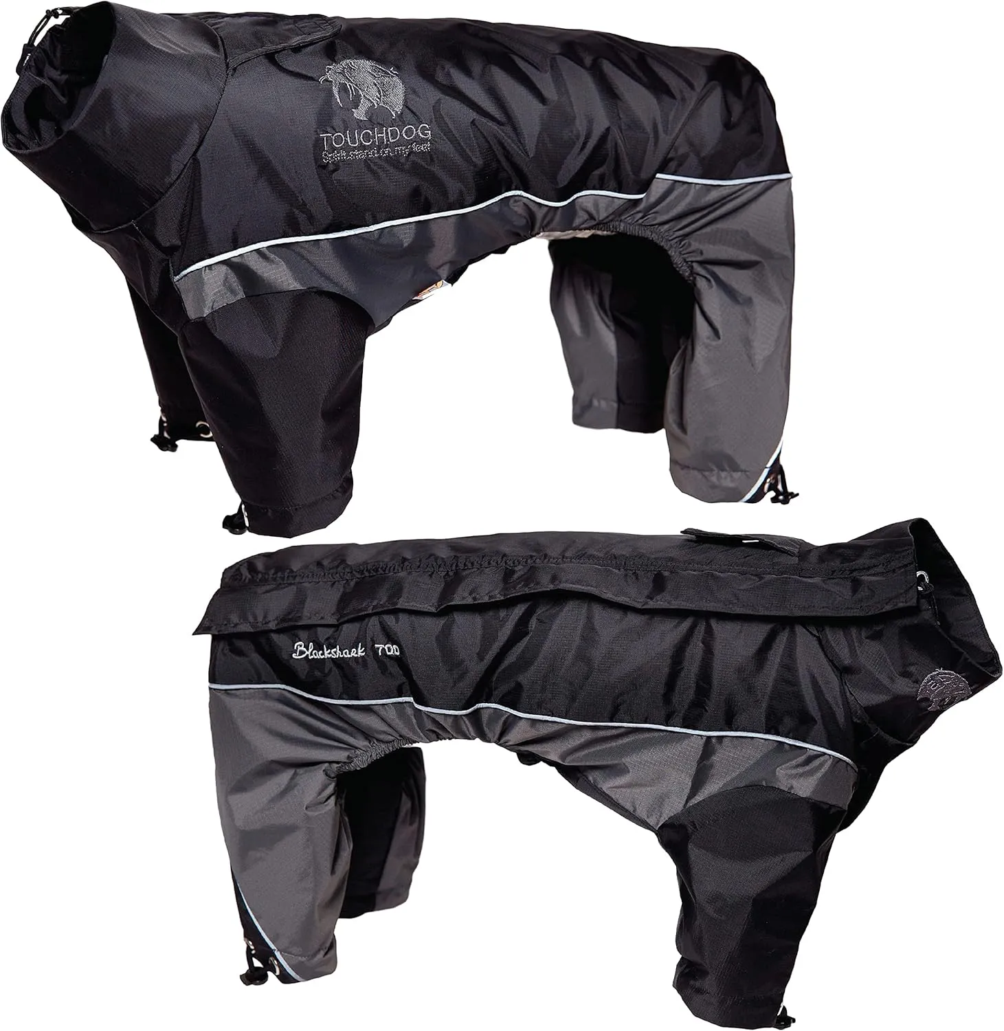 TOUCHDOG 'Quantum-Ice' Full Body Bodied Adjustable and 3M Reflective Pet Dog Coat Jacket w/ Blackshark Technology, Small, Black, Grey