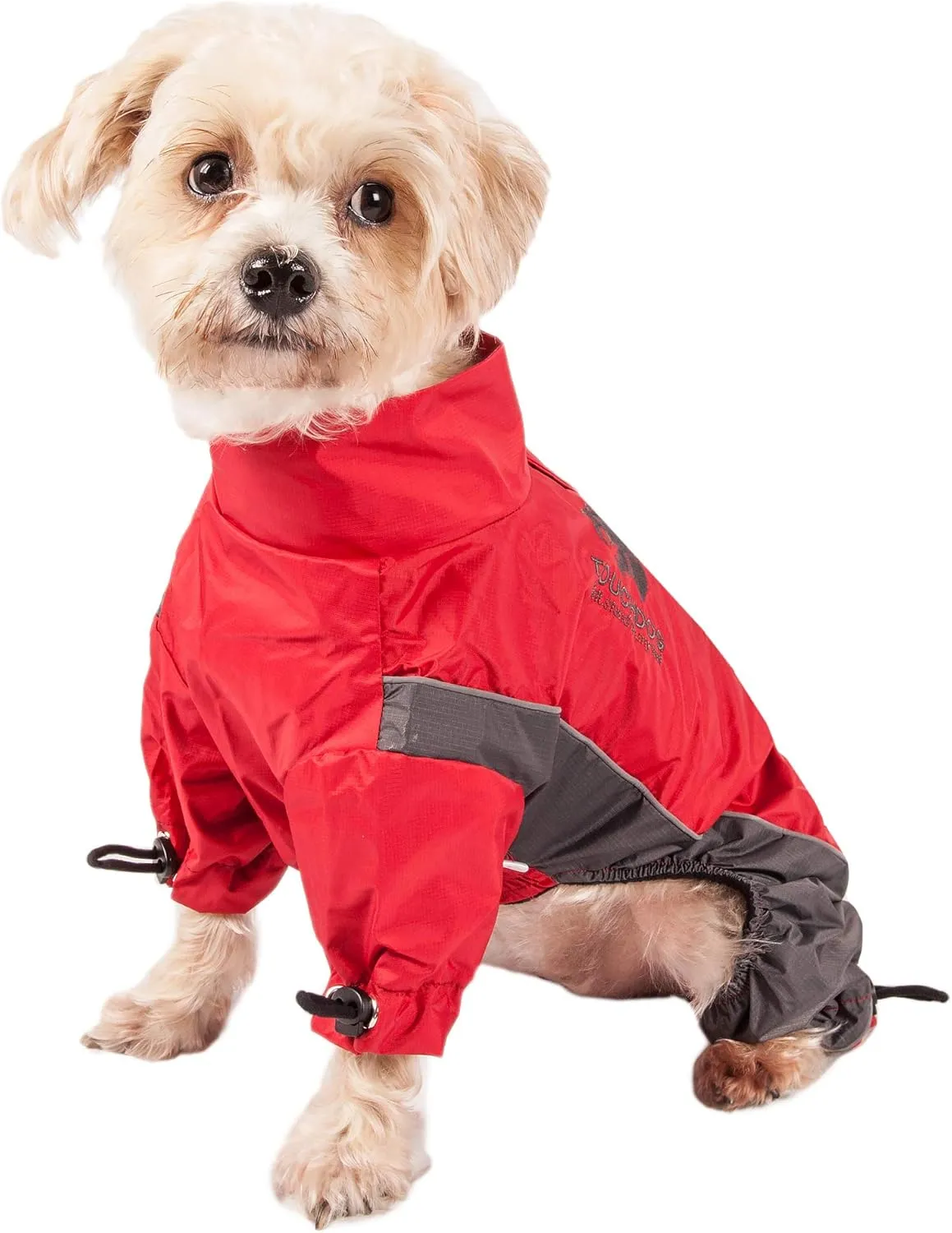 TOUCHDOG 'Quantum-Ice' Full Body Bodied Adjustable and 3M Reflective Pet Dog Coat Jacket w/ Blackshark Technology, Small, Red, Charcoal Grey